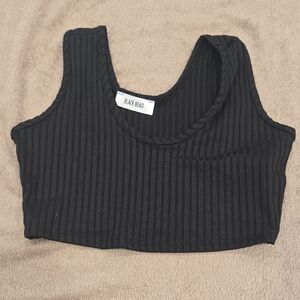 Black Ribbed Crop Tank Top‎